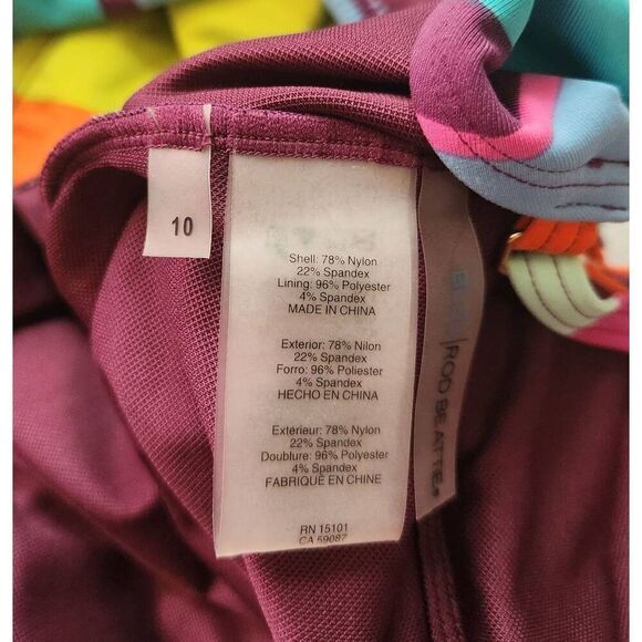 Bleu by Rod Beattie Striped Plunging Neckline Tummy Control One Piece Swimsuit S - Picture 6 of 6